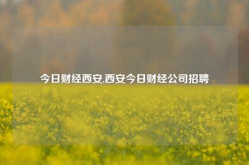 今日财经西安,西安今日财经公司招聘