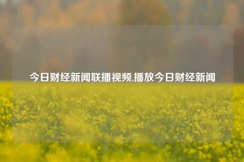 今日财经新闻联播视频,播放今日财经新闻