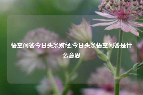 悟空问答今日头条财经,今日头条悟空问答是什么意思