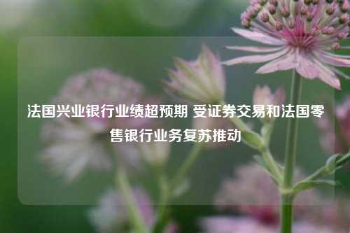 法国兴业银行业绩超预期 受证券交易和法国零售银行业务复苏推动