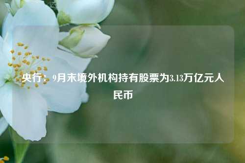 央行：9月末境外机构持有股票为3.13万亿元人民币