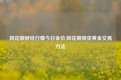 同花顺财经行情今日金价,同花顺现货黄金交易方法