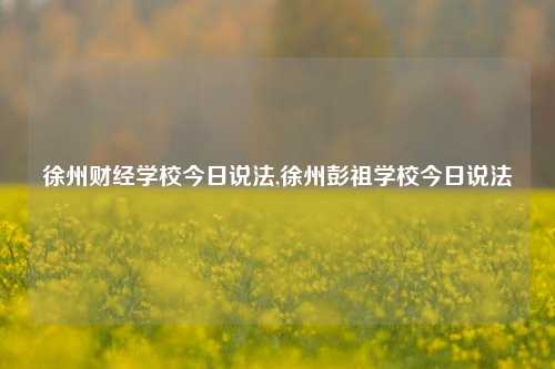 徐州财经学校今日说法,徐州彭祖学校今日说法