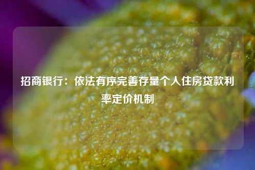 招商银行：依法有序完善存量个人住房贷款利率定价机制