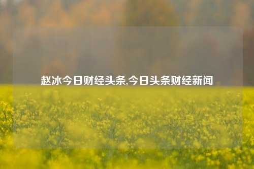 赵冰今日财经头条,今日头条财经新闻