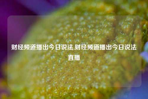 财经频道播出今日说法,财经频道播出今日说法直播