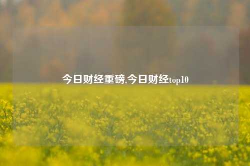 今日财经重磅,今日财经top10