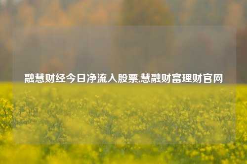 融慧财经今日净流入股票,慧融财富理财官网