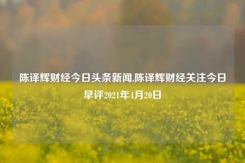 陈译辉财经今日头条新闻,陈译辉财经关注今日早评2021年4月20日