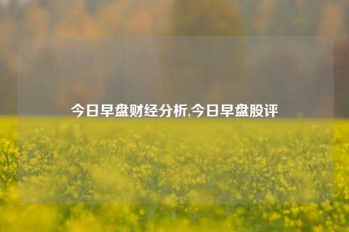 今日早盘财经分析,今日早盘股评