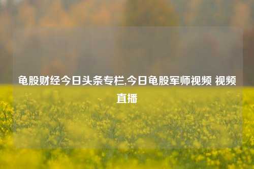 龟股财经今日头条专栏,今日龟股军师视频 视频直播