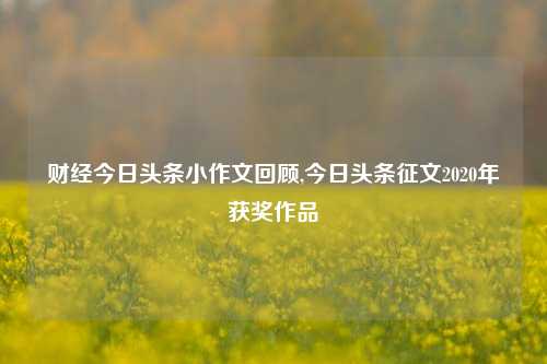 财经今日头条小作文回顾,今日头条征文2020年获奖作品