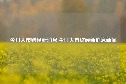 今日大市财经新消息,今日大市财经新消息新闻