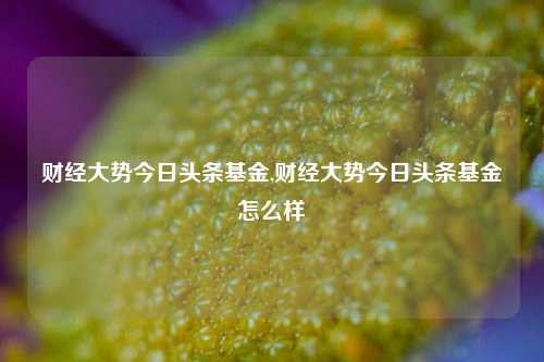 财经大势今日头条基金,财经大势今日头条基金怎么样