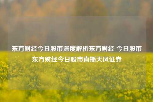 东方财经今日股市深度解析东方财经 今日股市东方财经今日股市直播天风证券