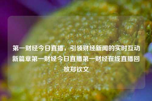 第一财经今日直播，引领财经新闻的实时互动新篇章第一财经今日直播第一财经在线直播回放郑钦文