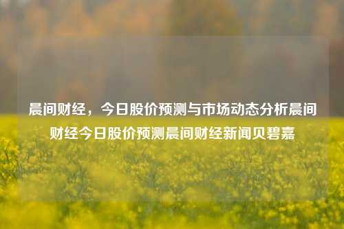 晨间财经，今日股价预测与市场动态分析晨间财经今日股价预测晨间财经新闻贝碧嘉