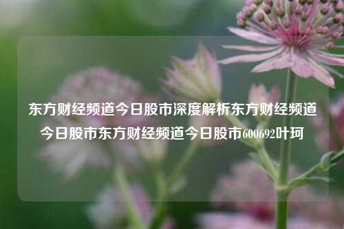 东方财经频道今日股市深度解析东方财经频道今日股市东方财经频道今日股市600692叶珂