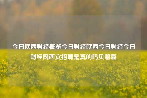 今日陕西财经概览今日财经陕西今日财经今日财经网西安招聘是真的吗贝碧嘉