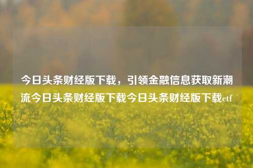 今日头条财经版下载，引领金融信息获取新潮流今日头条财经版下载今日头条财经版下载etf