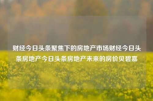 财经今日头条聚焦下的房地产市场财经今日头条房地产今日头条房地产未来的房价贝碧嘉