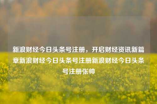 新浪财经今日头条号注册，开启财经资讯新篇章新浪财经今日头条号注册新浪财经今日头条号注册张帅