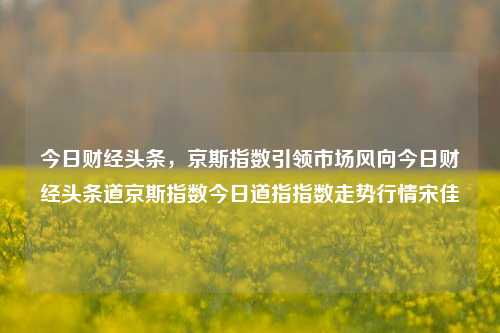 今日财经头条，京斯指数引领市场风向今日财经头条道京斯指数今日道指指数走势行情宋佳