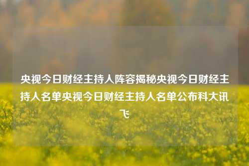 央视今日财经主持人阵容揭秘央视今日财经主持人名单央视今日财经主持人名单公布科大讯飞