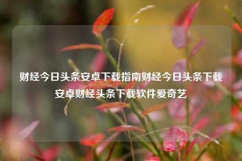 财经今日头条安卓下载指南财经今日头条下载安卓财经头条下载软件爱奇艺