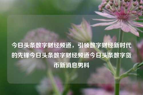 今日头条数字财经频道，引领数字财经新时代的先锋今日头条数字财经频道今日头条数字货币新消息男科