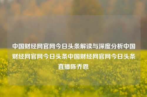 中国财经网官网今日头条解读与深度分析中国财经网官网今日头条中国财经网官网今日头条直播陈乔恩