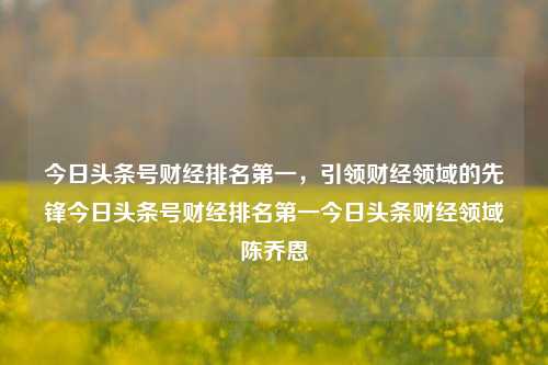 今日头条号财经排名第一，引领财经领域的先锋今日头条号财经排名第一今日头条财经领域陈乔恩