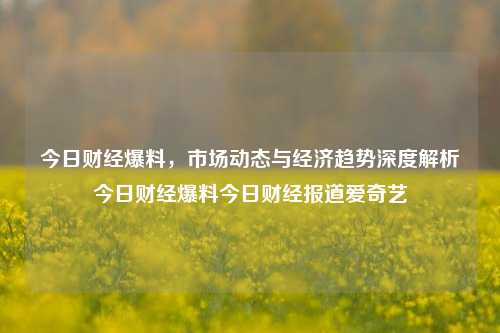 今日财经爆料，市场动态与经济趋势深度解析今日财经爆料今日财经报道爱奇艺