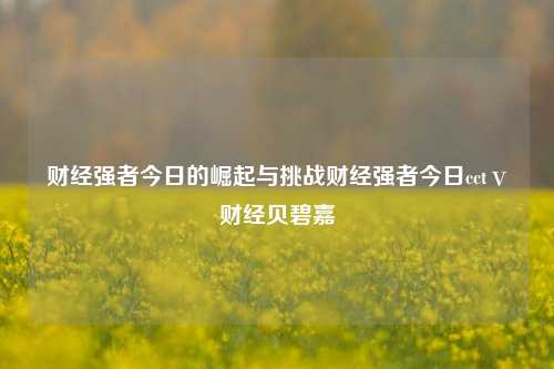 财经强者今日的崛起与挑战财经强者今日cctⅴ财经贝碧嘉