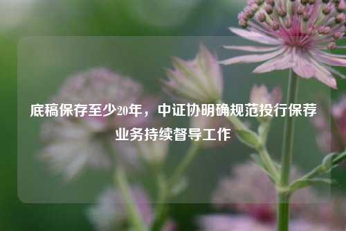 底稿保存至少20年，中证协明确规范投行保荐业务持续督导工作