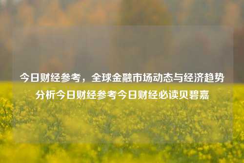 今日财经参考，全球金融市场动态与经济趋势分析今日财经参考今日财经必读贝碧嘉