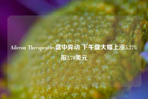 Aileron Therapeutics盘中异动 下午盘大幅上涨5.27%报2.70美元