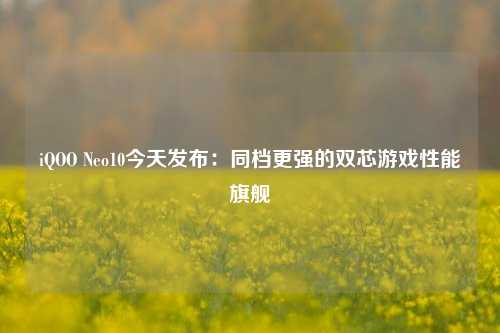 iQOO Neo10今天发布：同档更强的双芯游戏性能旗舰