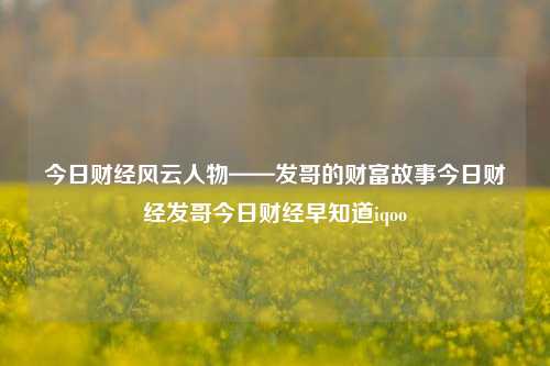 今日财经风云人物——发哥的财富故事今日财经发哥今日财经早知道iqoo