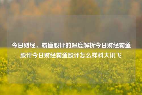 今日财经，霸道股评的深度解析今日财经霸道股评今日财经霸道股评怎么样科大讯飞