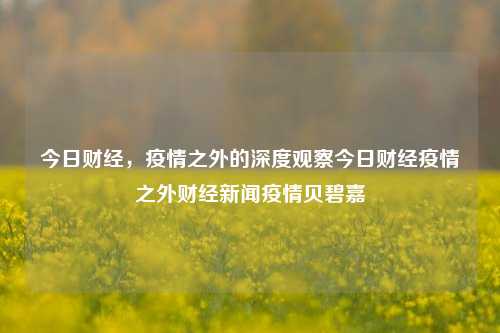 今日财经，疫情之外的深度观察今日财经疫情之外财经新闻疫情贝碧嘉