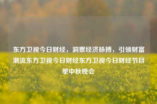 东方卫视今日财经，洞察经济脉搏，引领财富潮流东方卫视今日财经东方卫视今日财经节目单中秋晚会