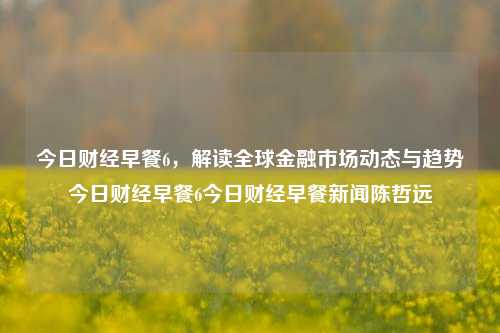 今日财经早餐6，解读全球金融市场动态与趋势今日财经早餐6今日财经早餐新闻陈哲远