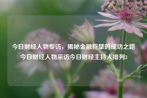 今日财经人物专访，揭秘金融巨擘的成功之路今日财经人物采访今日财经主持人排列3