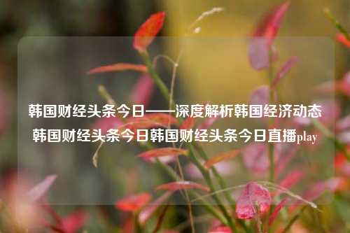 韩国财经头条今日——深度解析韩国经济动态韩国财经头条今日韩国财经头条今日直播play