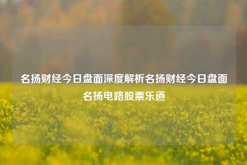 名扬财经今日盘面深度解析名扬财经今日盘面名扬电路股票乐道