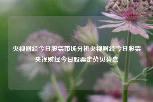 央视财经今日股票市场分析央视财经今日股票央视财经今日股票走势贝碧嘉