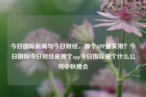 今日国际新闻与今日财经，哪个APP最实用？今日国际今日财经是哪个app今日国际是个什么公司中秋晚会