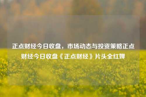 正点财经今日收盘，市场动态与投资策略正点财经今日收盘《正点财经》片头全红婵