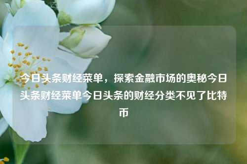 今日头条财经菜单，探索金融市场的奥秘今日头条财经菜单今日头条的财经分类不见了比特币